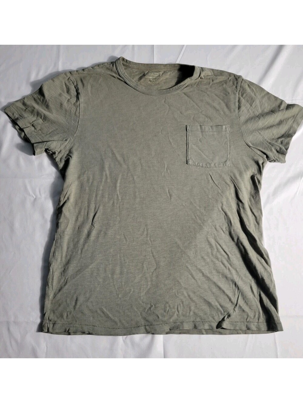 J.Crew Garment Dyed T-Shirt Men's M Green Short Sleeve Pocket Slub Cotton